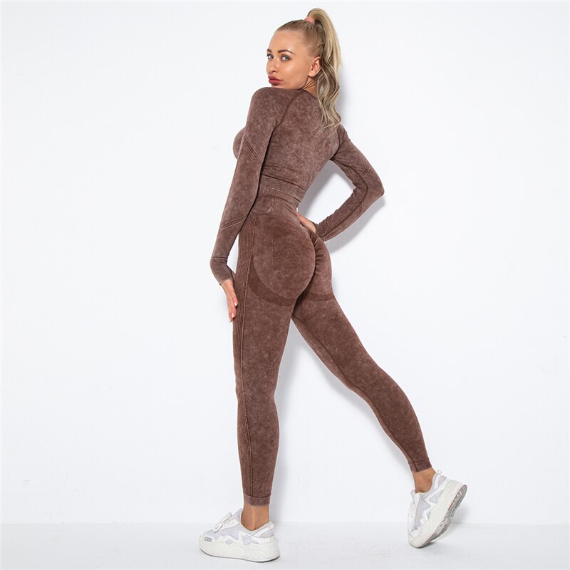 Fitness Gym Sets 2pcs Sports Push Up Suits High Strech Strunch Yoga Leggings Sets Workout Outfit Women Running Yoga Suits