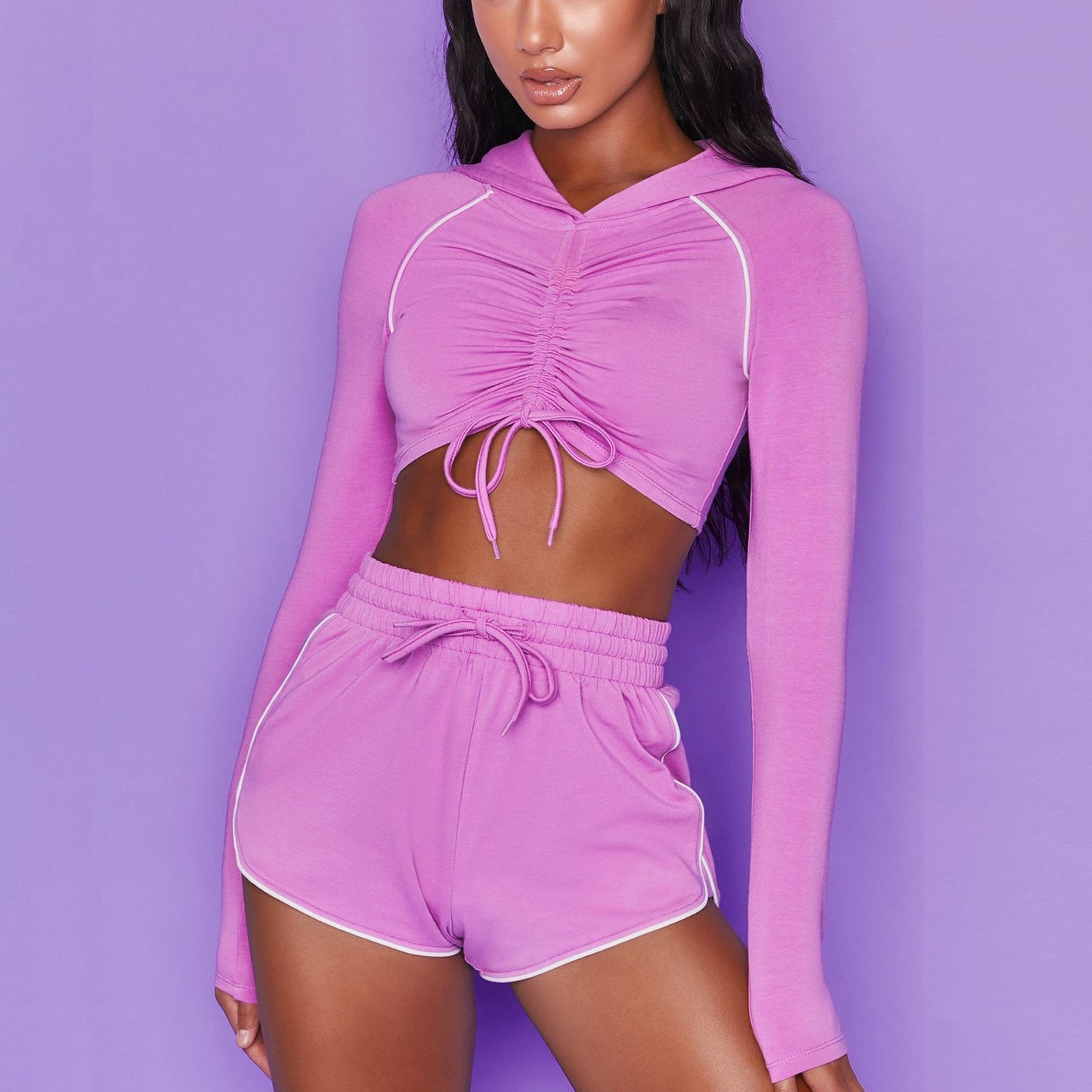 Women Sexy Fitness Strap Long Sleeve Sport Suit Tracksuit Gym Wear Yoga Sets