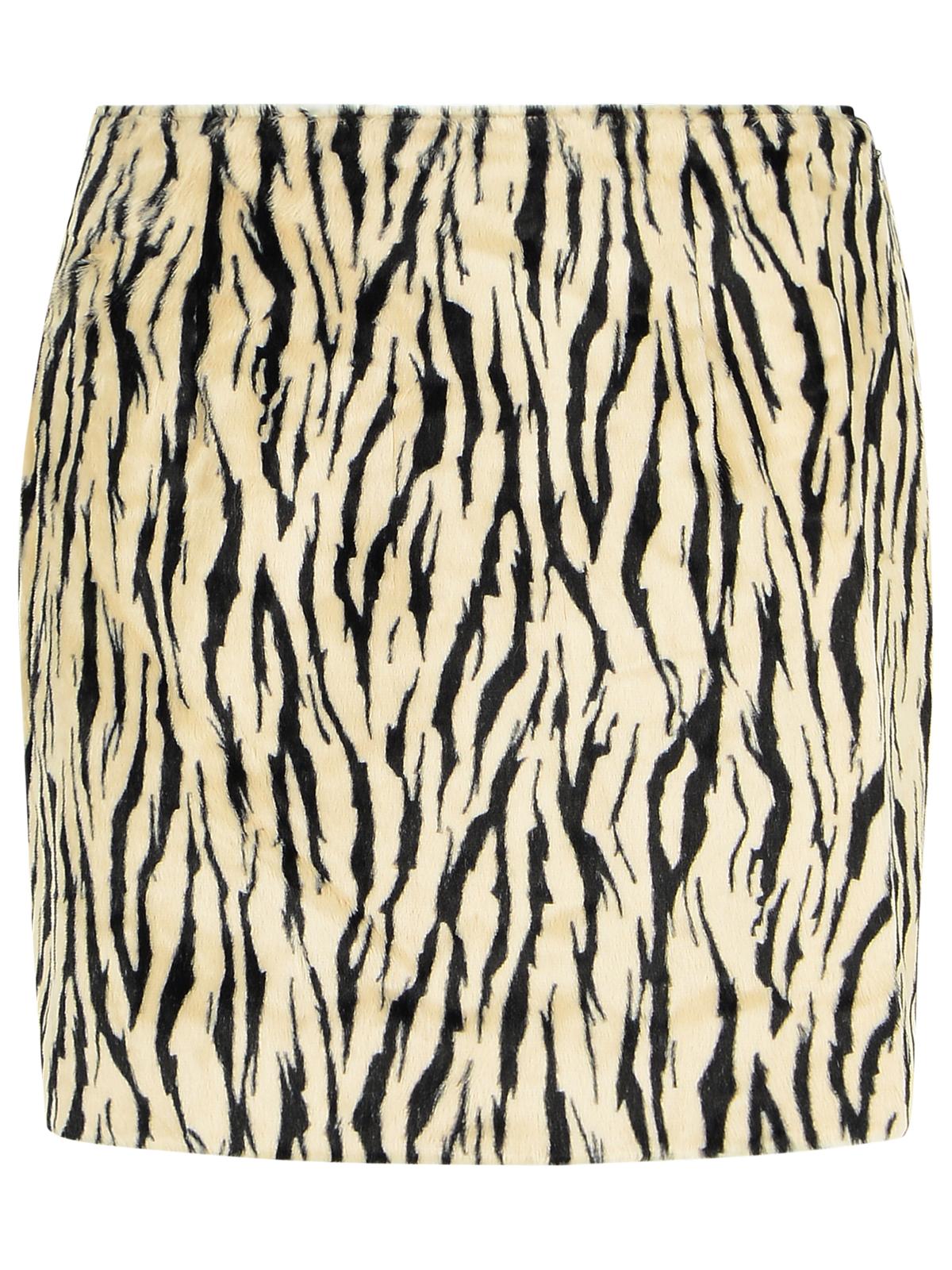 Rotate Printed Faux Fur Skirt Women