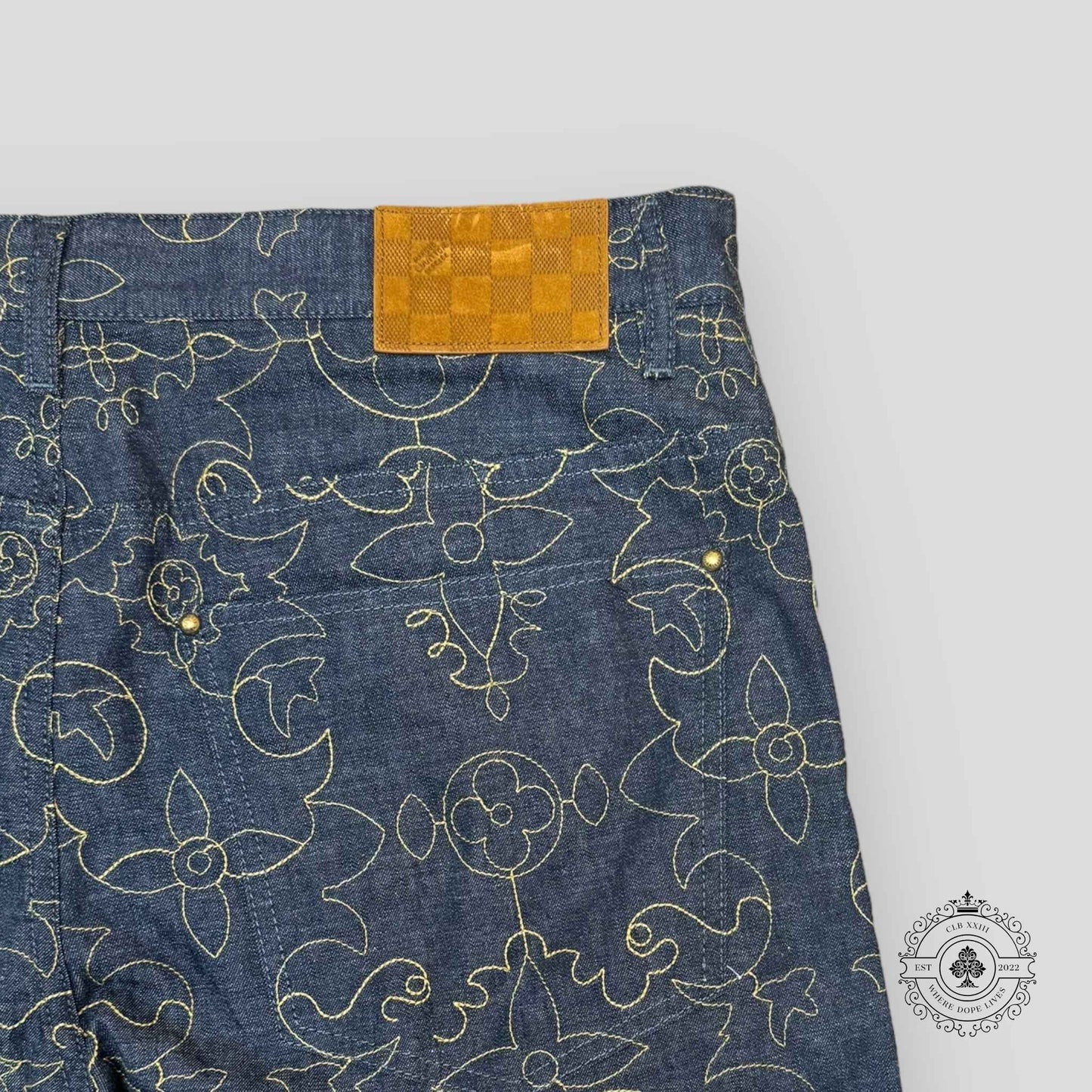 Louis Vuitton Arabesque Embroidered Denim Jeans