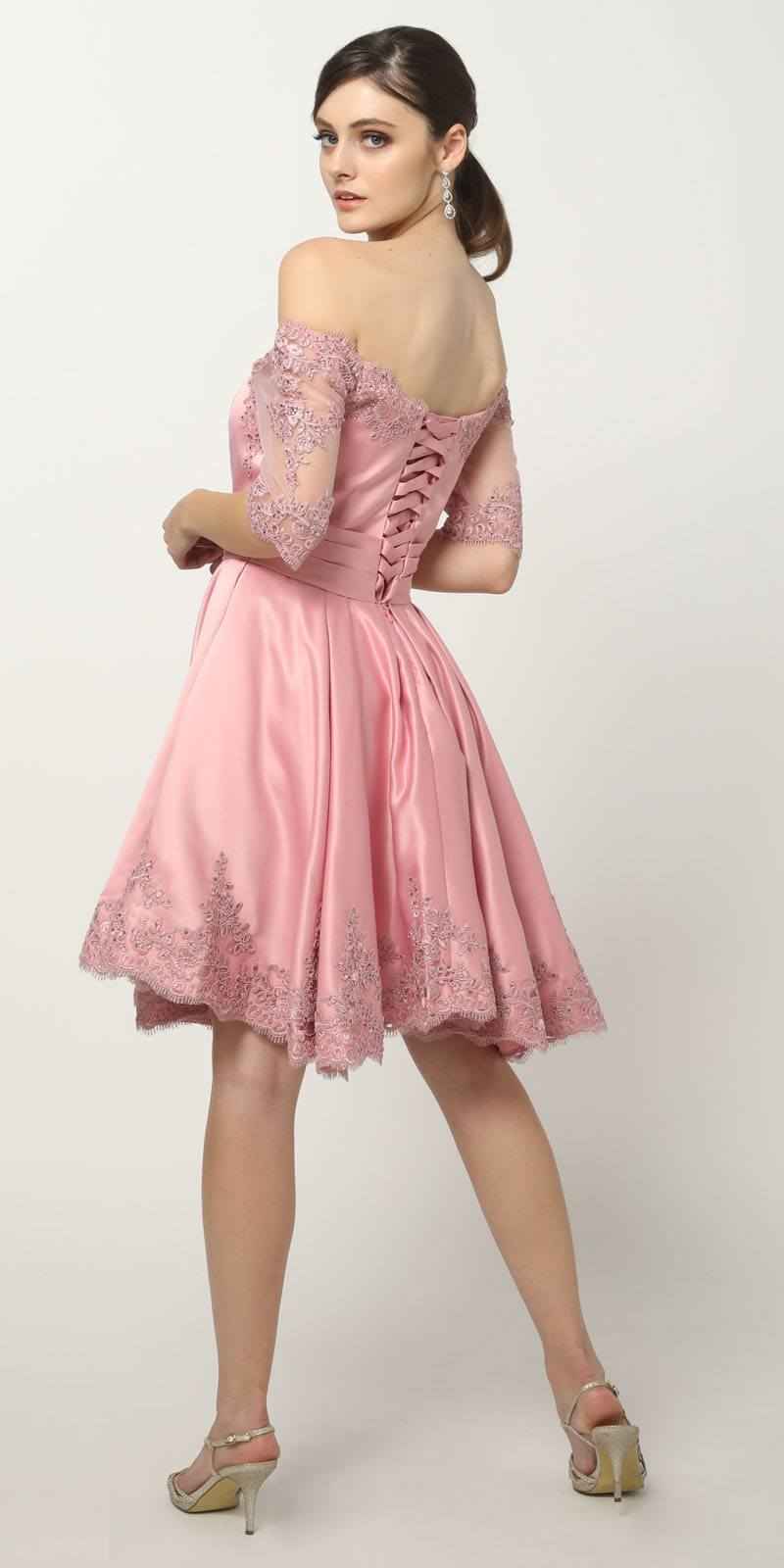 Juliet 804 Short Dress Off-Shoulder with Appliques