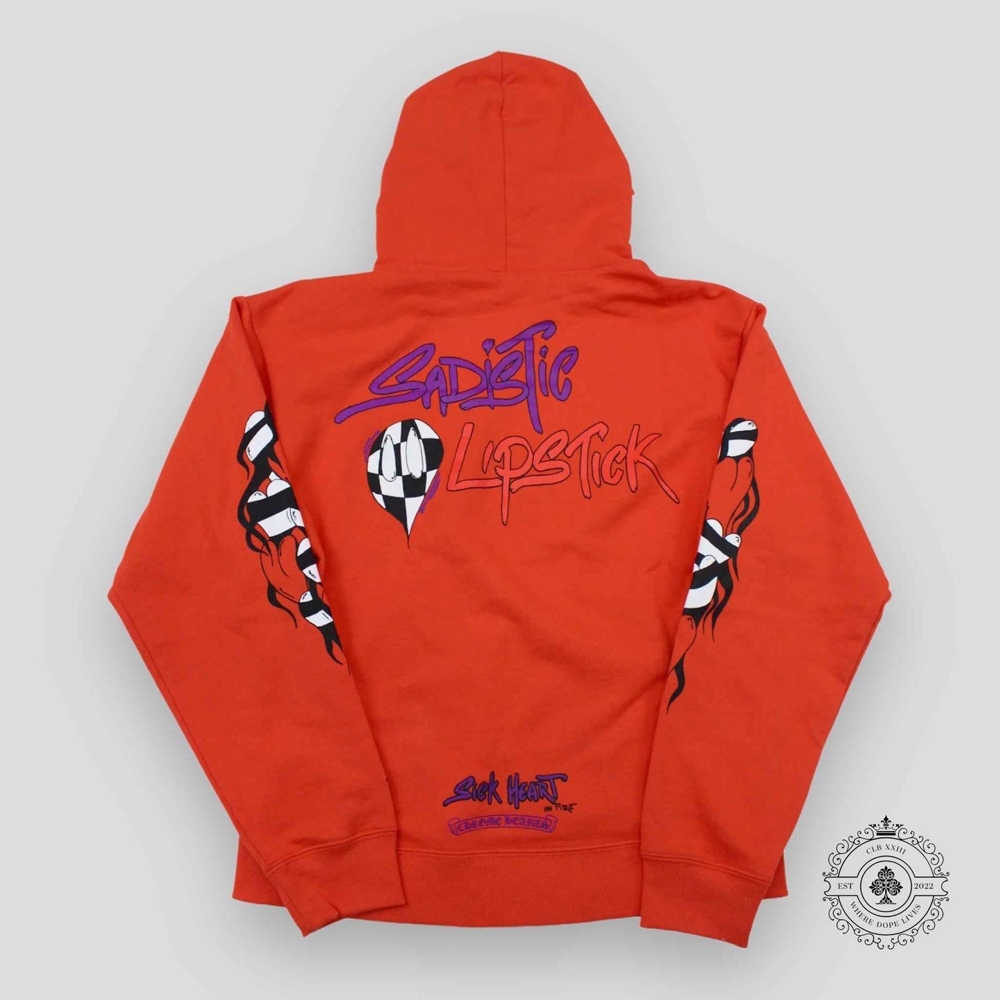 Chrome Hearts Matty Boy Sadistic Lipstick Hoodie in Red