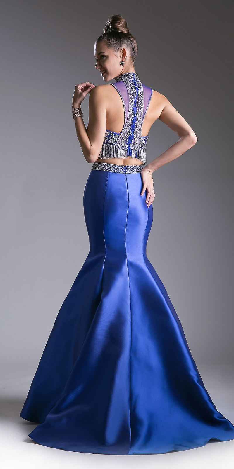 Cinderella Divine 84016 Beaded Bodice 2 Piece Mermaid Gown T-Back