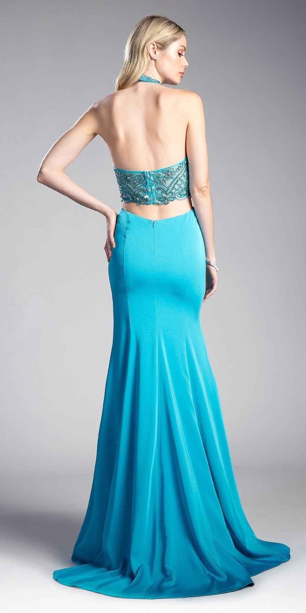 Cinderella Divine 85201 Keyhole Bodice Long Dress Side Cut-Outs