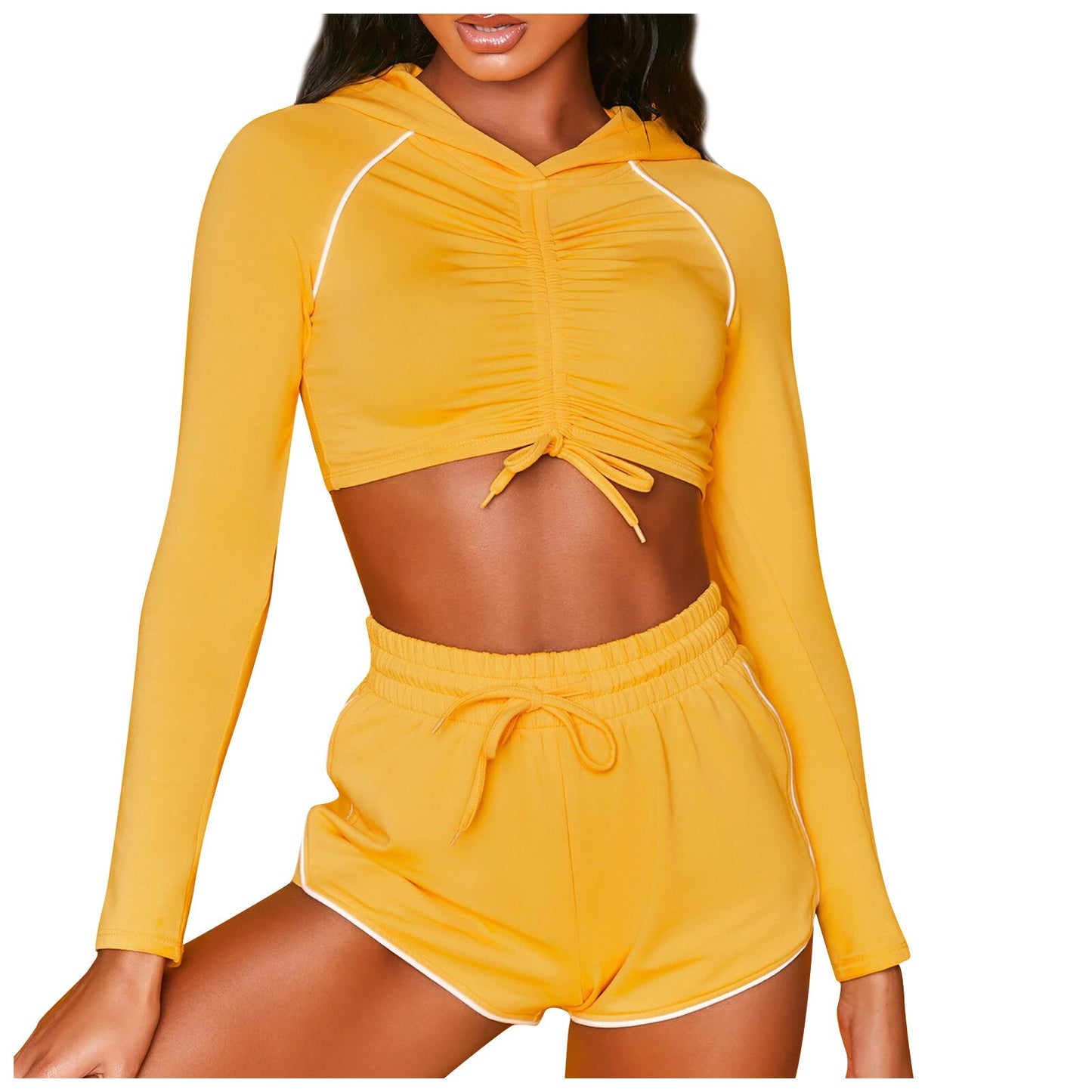 Women Sexy Fitness Strap Long Sleeve Sport Suit Tracksuit Gym Wear Yoga Sets