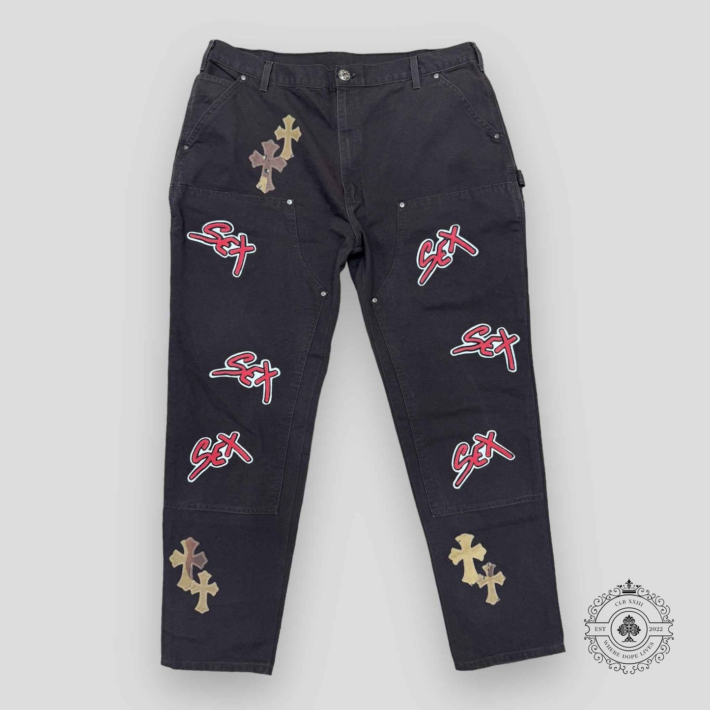 Chrome Hearts Sex Records Patch Double Knee Carpenter Pants