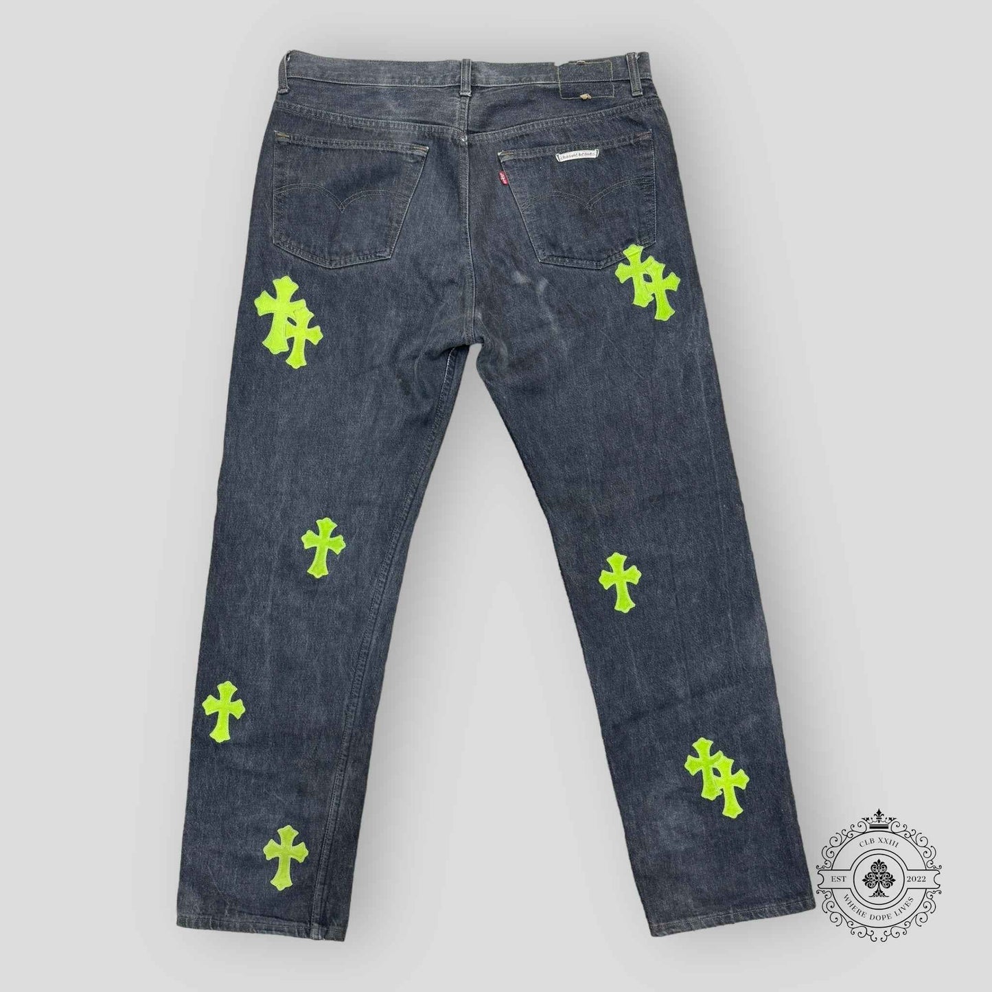 Chrome Hearts Green Cross Patch Jeans