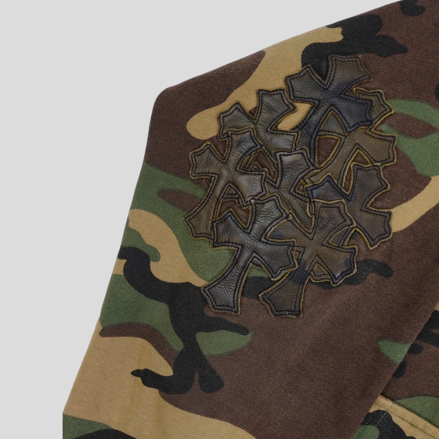 Chrome Hearts Vintage Cross Patch Thermal Zip Up Hoodie