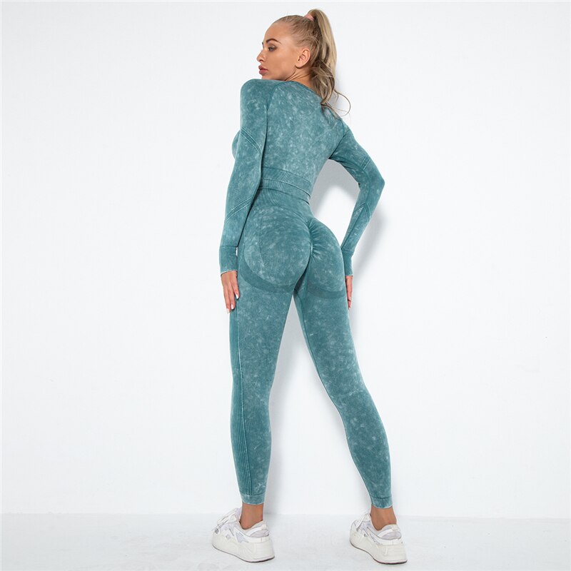 Fitness Gym Sets 2pcs Sports Push Up Suits High Strech Strunch Yoga Leggings Sets Workout Outfit Women Running Yoga Suits