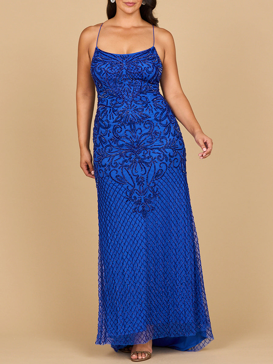 Lace Up Open Back Beaded Dress - JUSTLUXURY