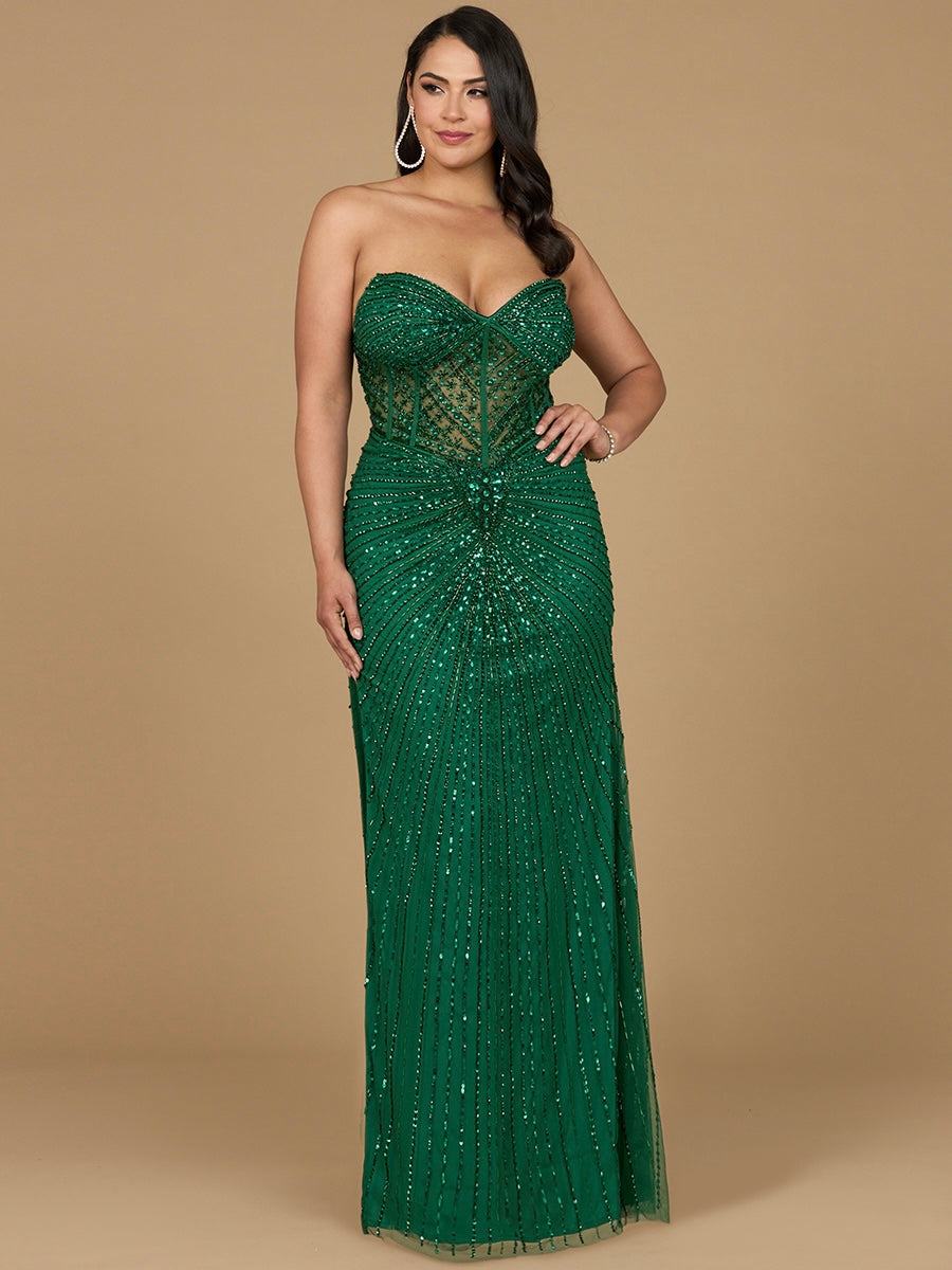 Embellished Strapless Gown with Slit | 9953 - JUSTLUXURY