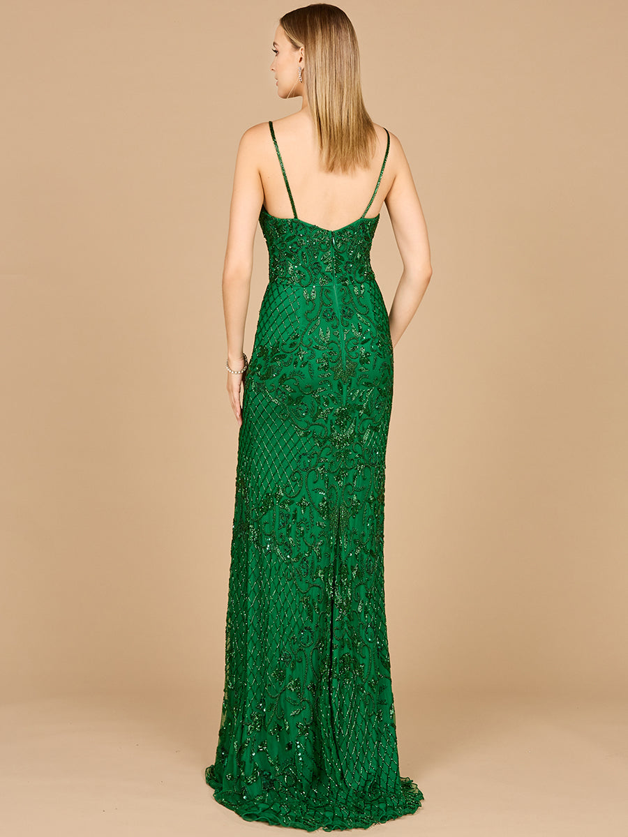 Body Con V-Neck Beaded Gown - JUSTLUXURY