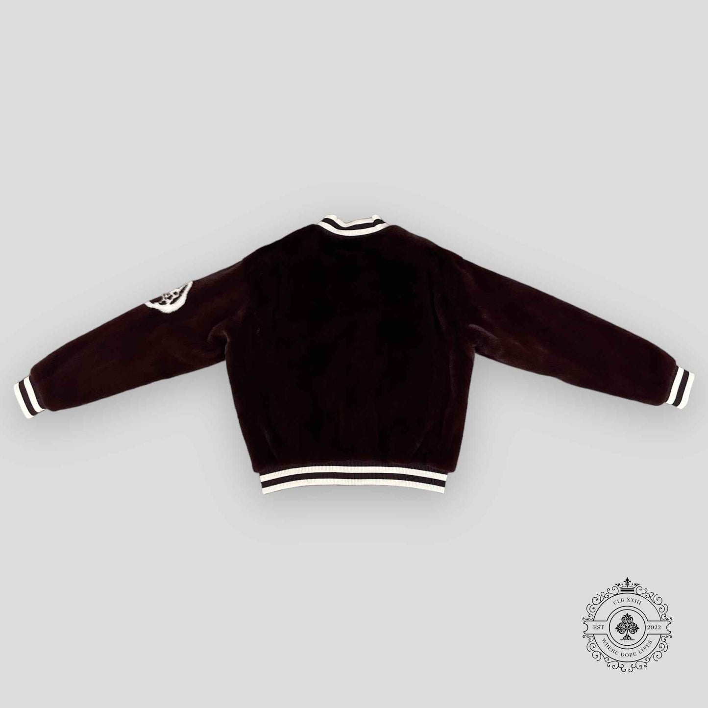 Louis Vuitton Lovers Mink Bomber in Maroon