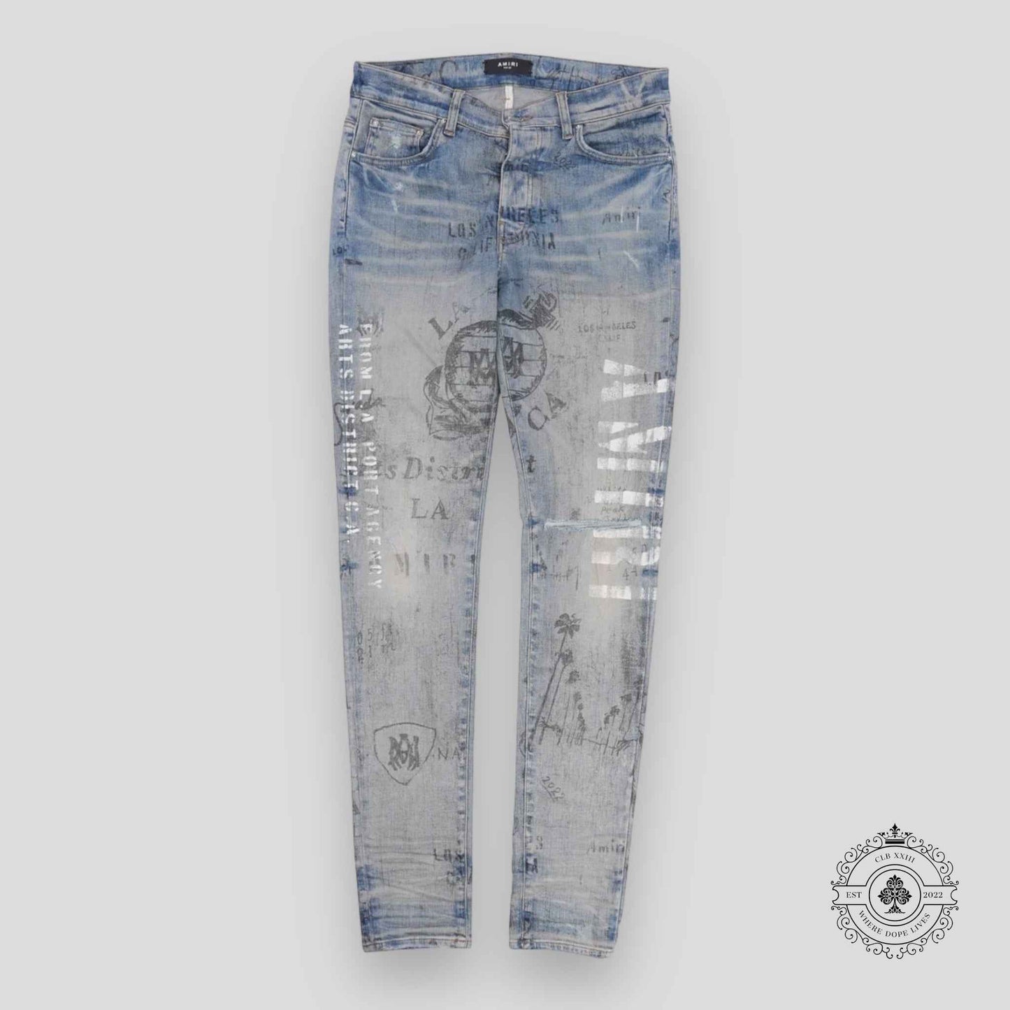 Amiri Military Stencil Jeans in Clay Indigo
