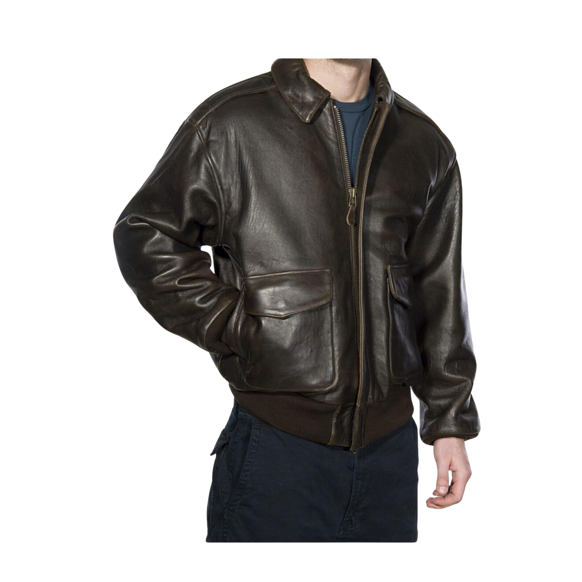 Men's Black Leather A-2 Flight Jacket