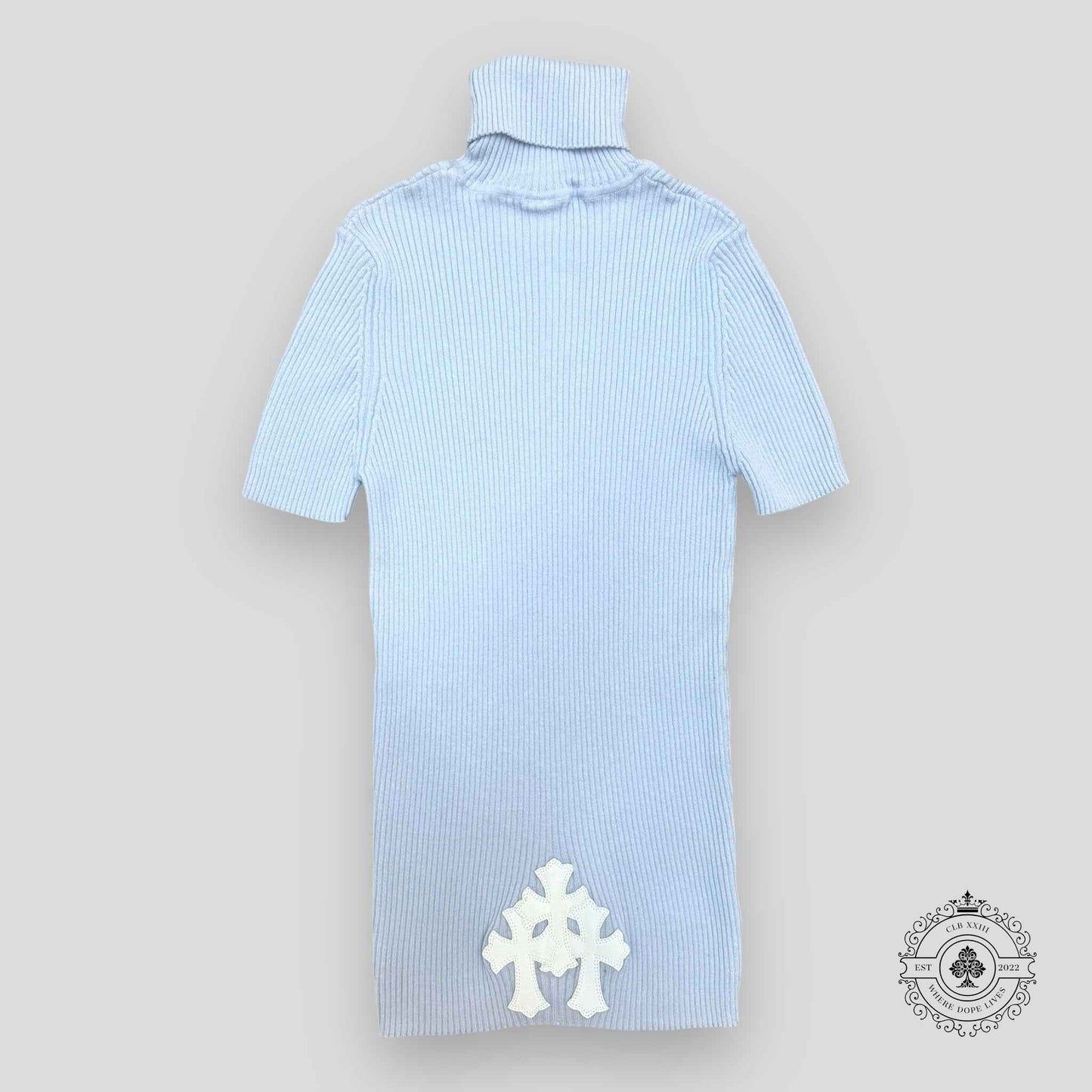 Chrome Hearts Cashmere Short-Sleeve Sweater in Blue
