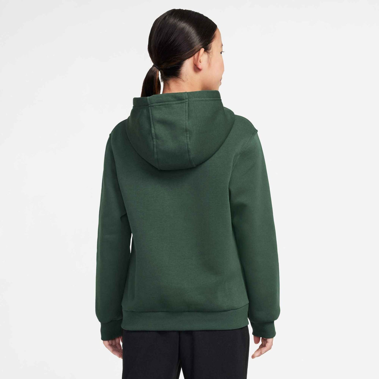 Nike Big Kids Fleece Pullover Hoodie - Fir/White