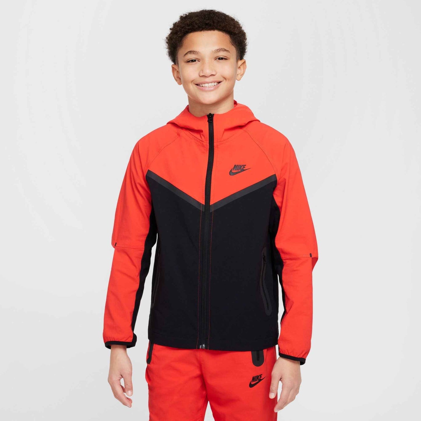 Nike Boys Tech Fleece Hoodie - Black/Light Crimson