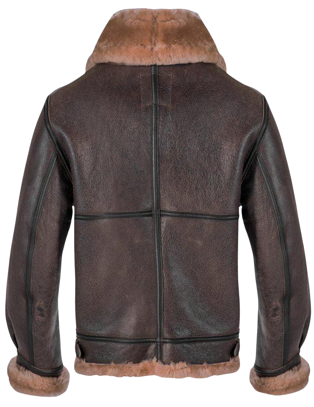 Men's Distressed Brown Sheepskin B-3 Bomber Jacket