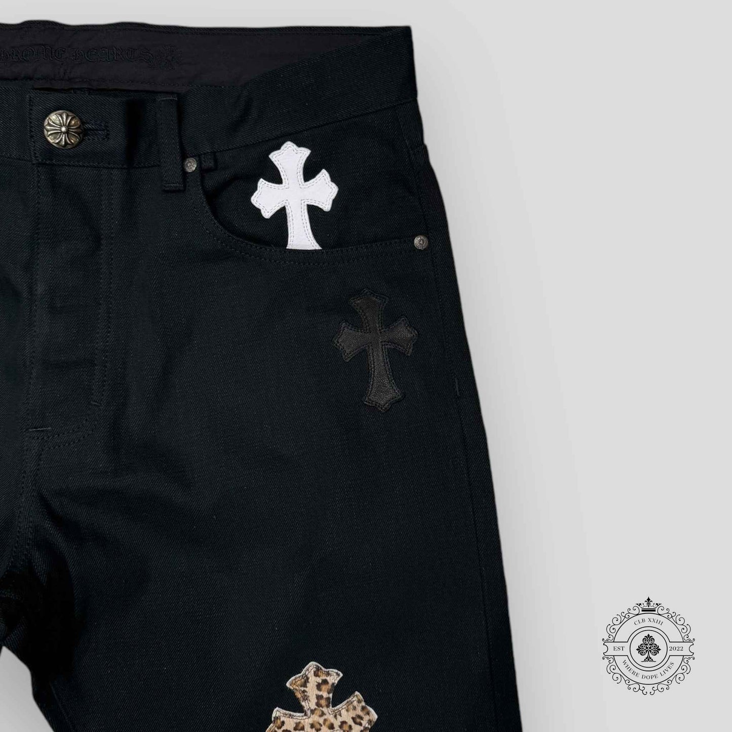 Chrome Hearts Cross Patch Raw Denim Jeans