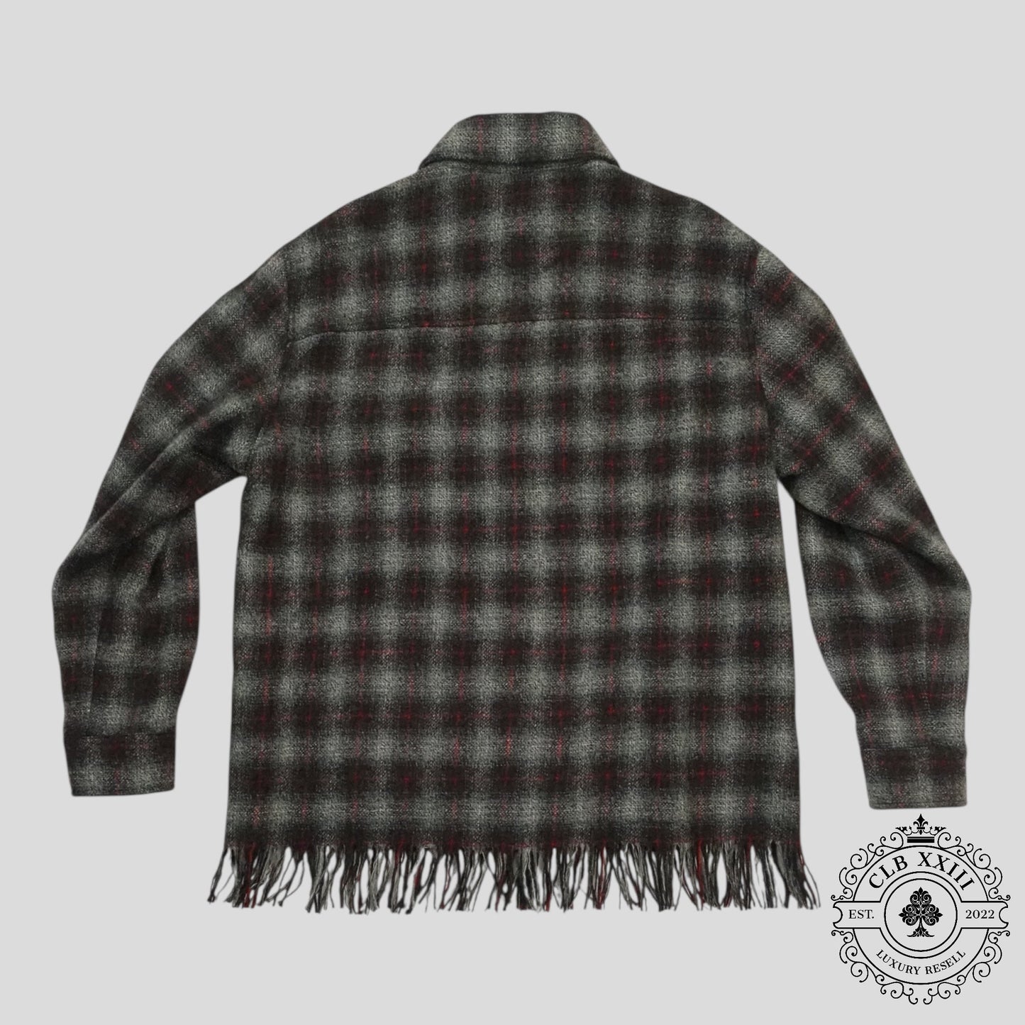 Amiri Fringe Wool Overshirt in Grey