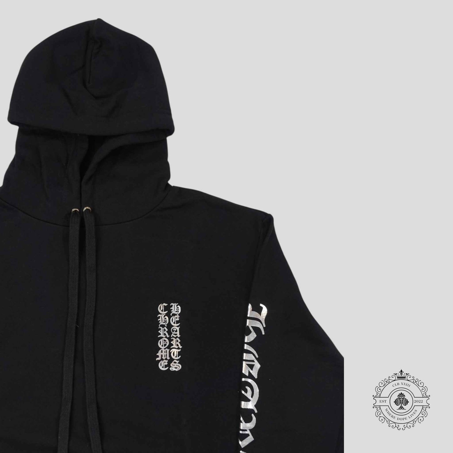 Chrome Hearts 1988 Vertical Logo Hoodie in Black/Silver