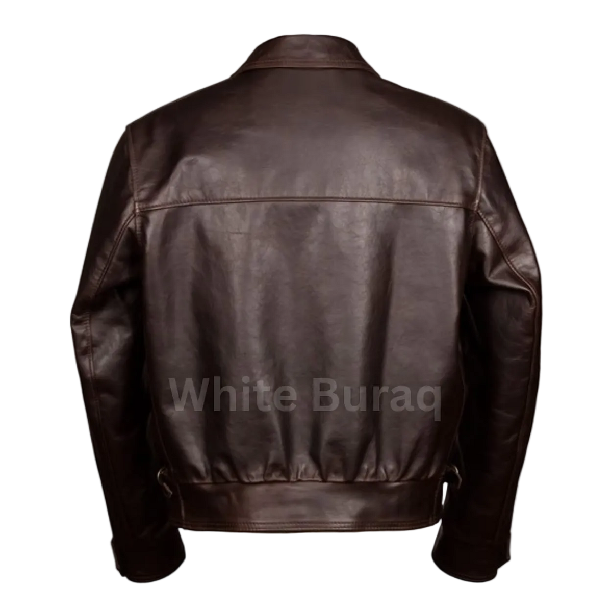 Men's Distressed Brown Steerhide Leather Jacket with Buckle Cuffs