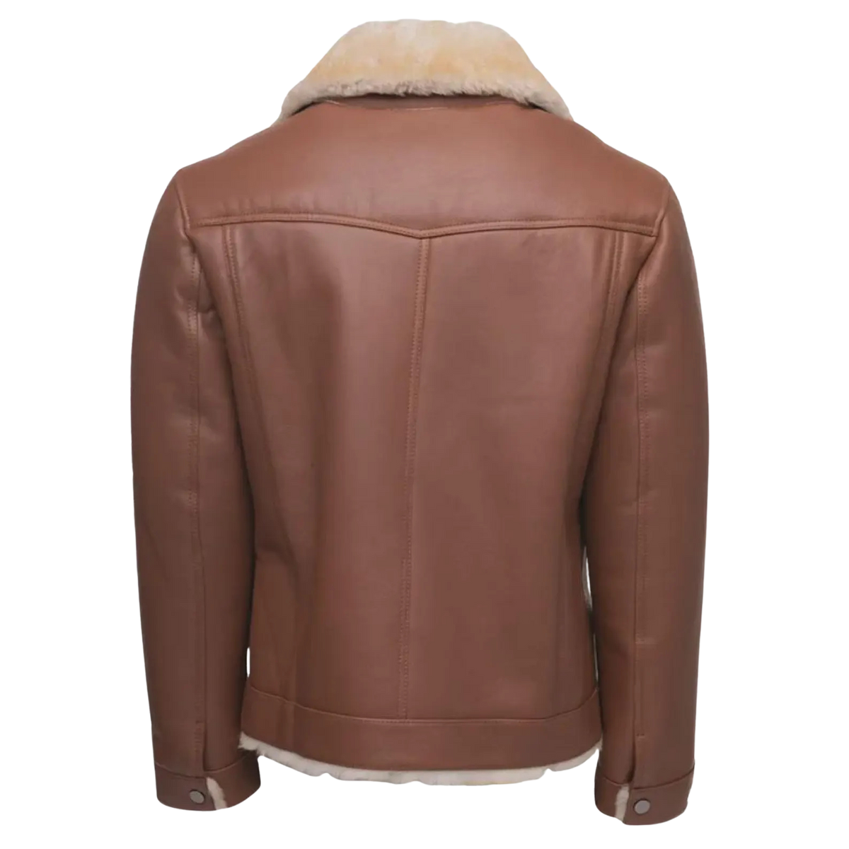 Men's Distressed Brown Lambskin Trucker Jacket with Shearling Collar