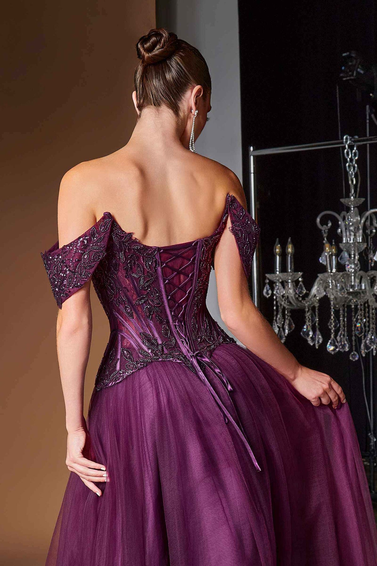 Ladivine CD657 Off the Shoulder A-line Ballgown Tulle Dress