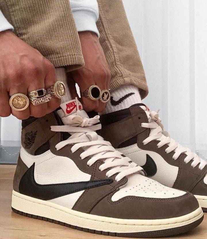 Custom Brown T-Scott x Fragment x Air Jordan 1 High Q ( Customs And Box ), Jordan 1 Sneakers Active CACTUS JACK SneakerNational
