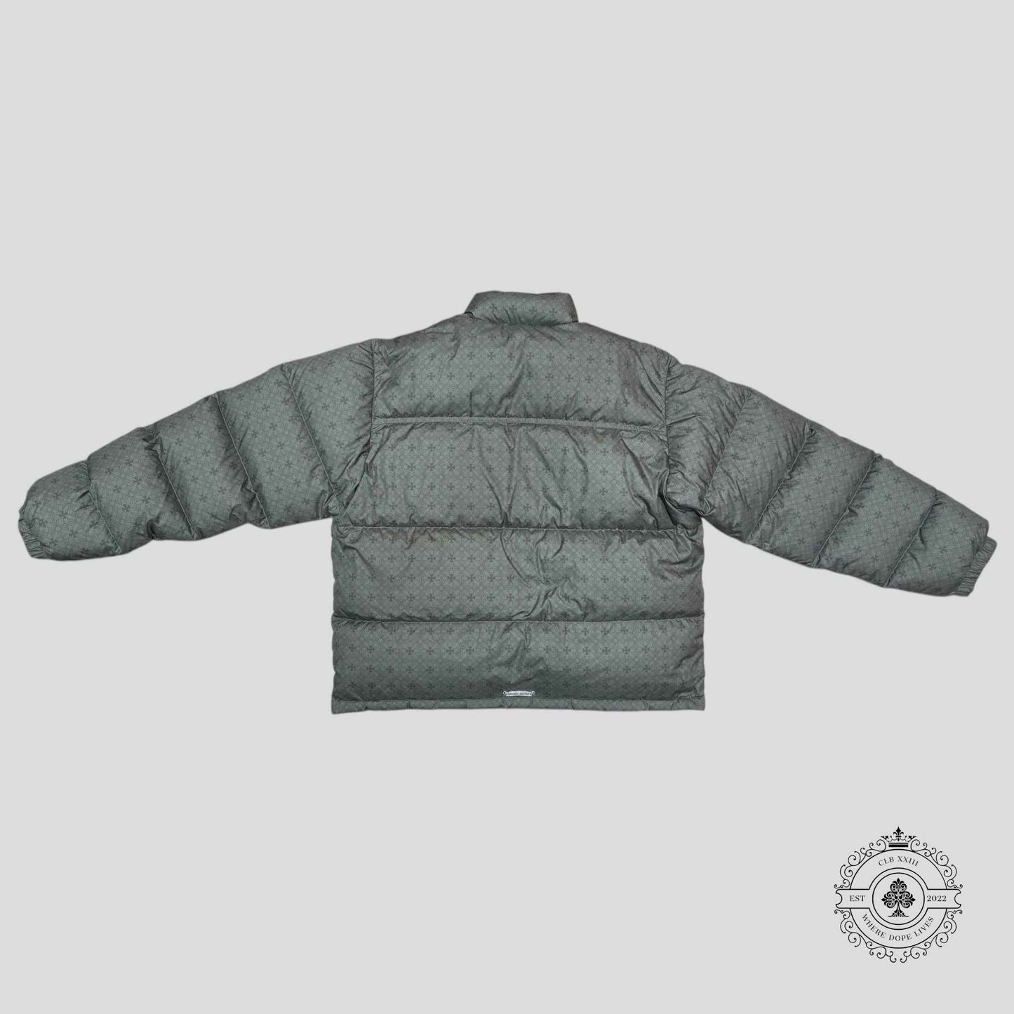 Chrome Heart Plus Pattern Puffer Jacket in Olive Green