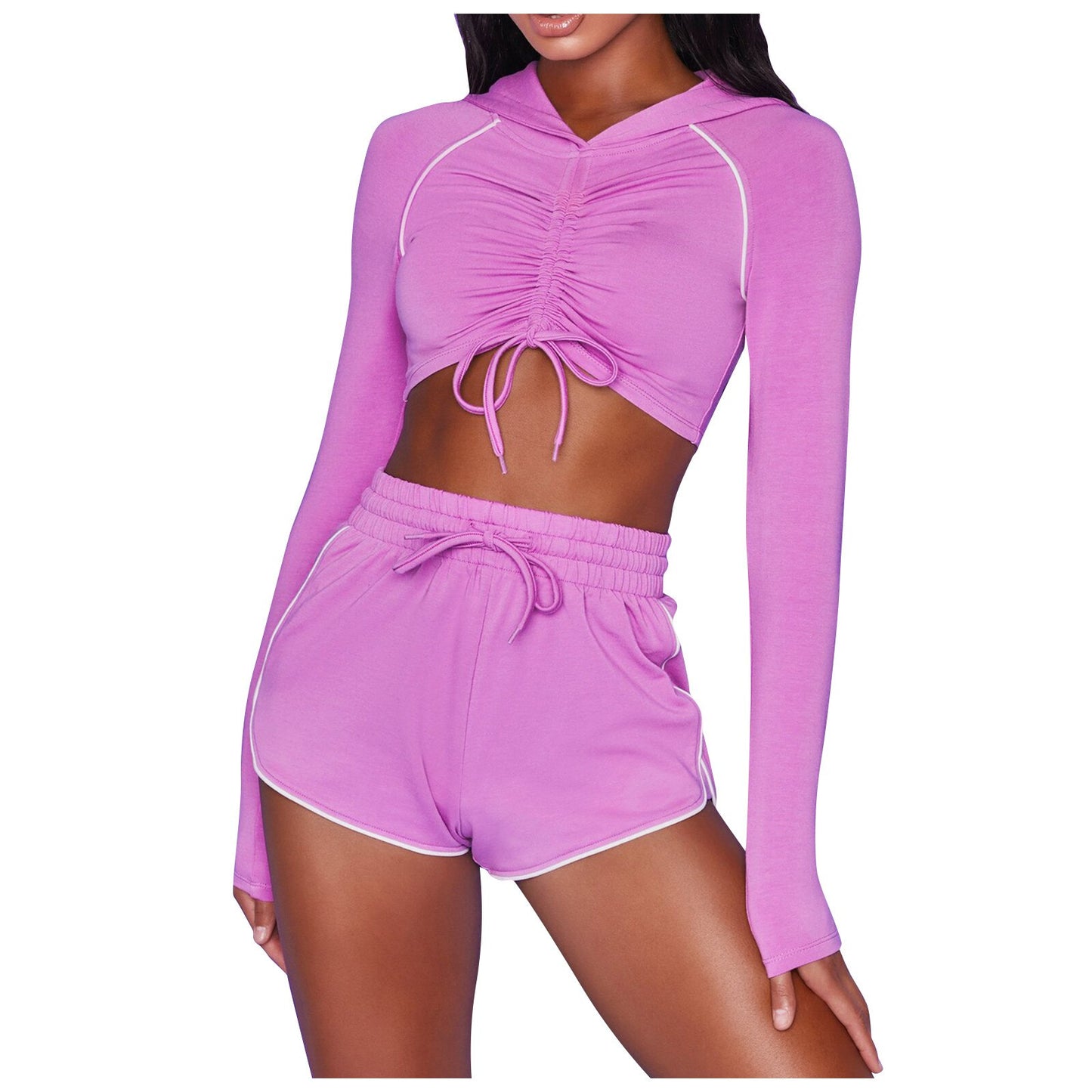 Women Sexy Fitness Strap Long Sleeve Sport Suit Tracksuit Gym Wear Yoga Sets