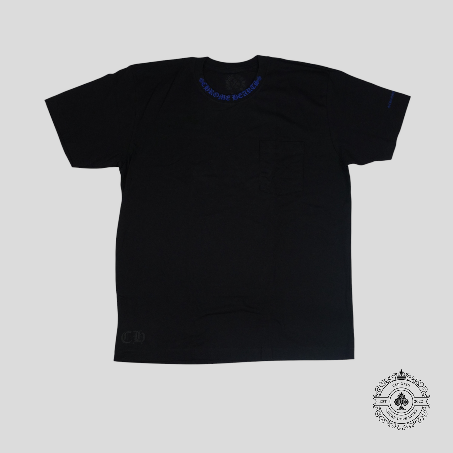 Chrome Hearts Neck Logo Tee in Black/Blue