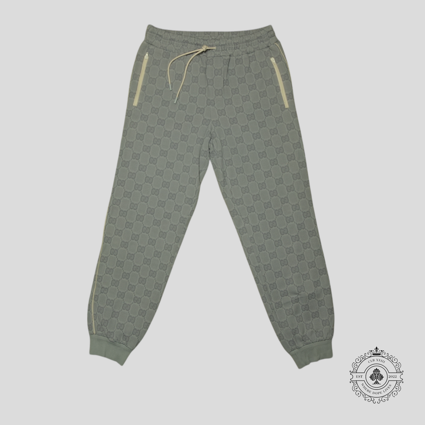 Gucci Tonal Jacquard Track Pants in Light Grey