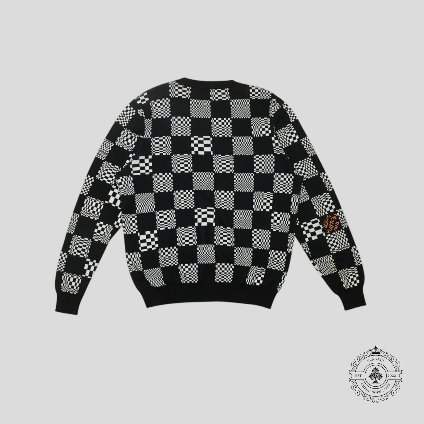 Louis Vuitton Damier Distorted Jacquard Pullover in Black