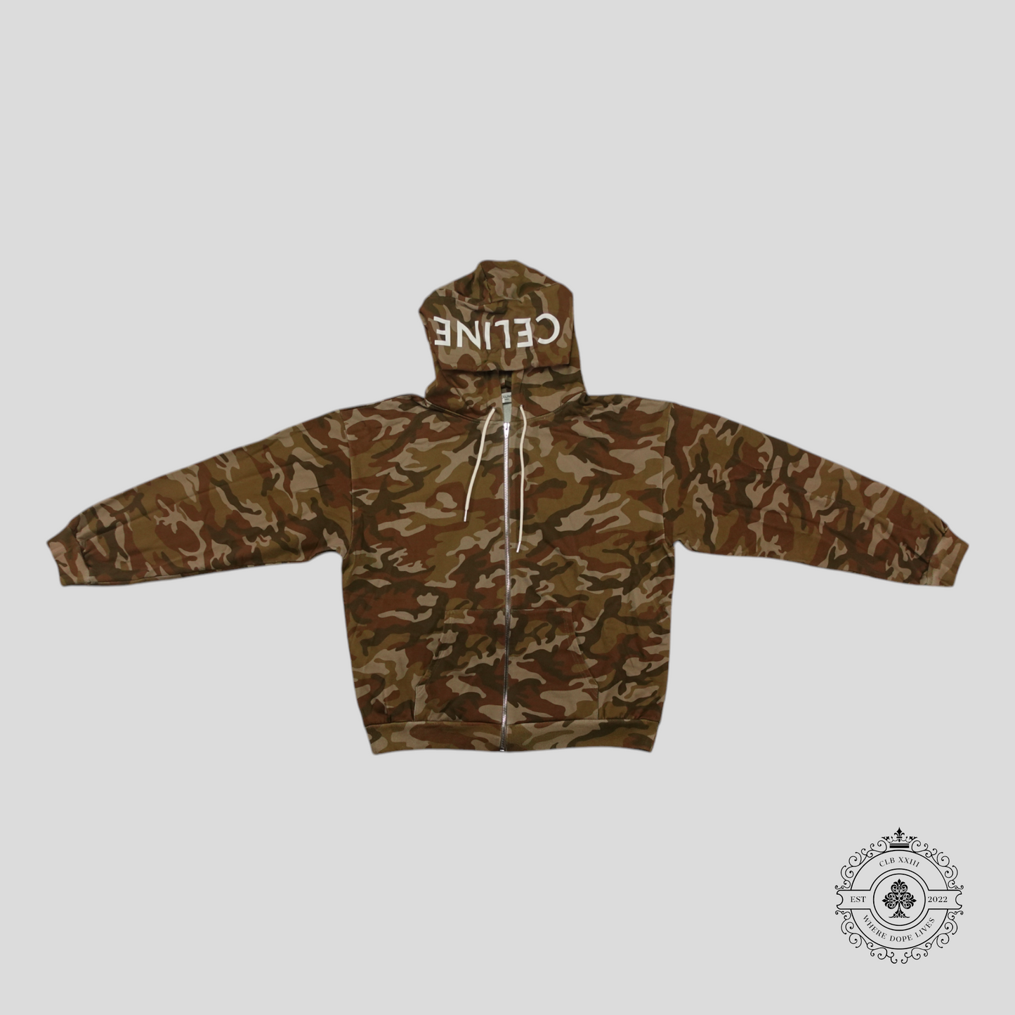 Celine Zip Up Hoodie in Camo