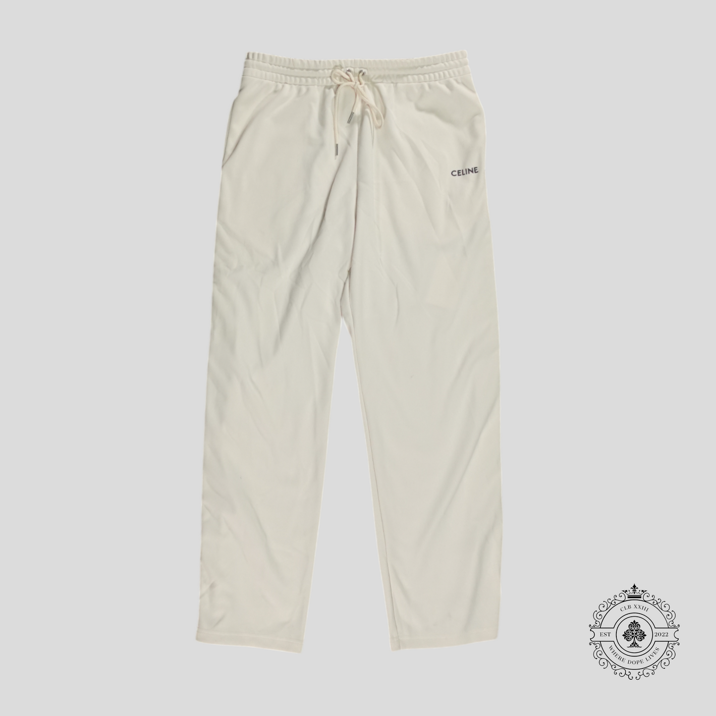 Celine Small Logo Trackpants in White