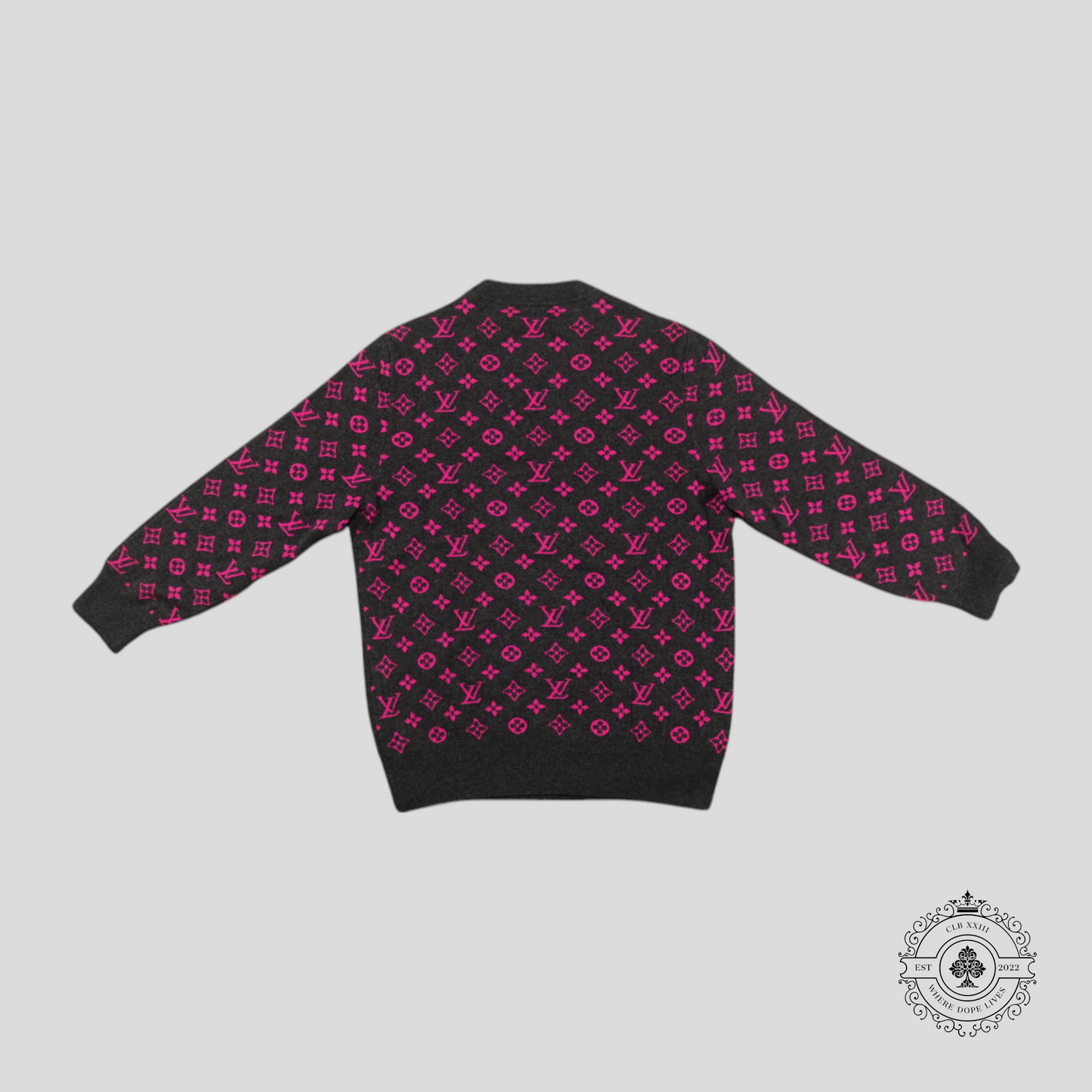 Louis Vuitton Half Monogram Cashmere Sweater in Grey/Pink