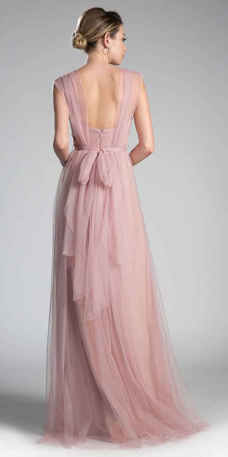 CLEARANCE - Tulle Infinity Style Long Blush Bridesmaid Dress (Size 14)