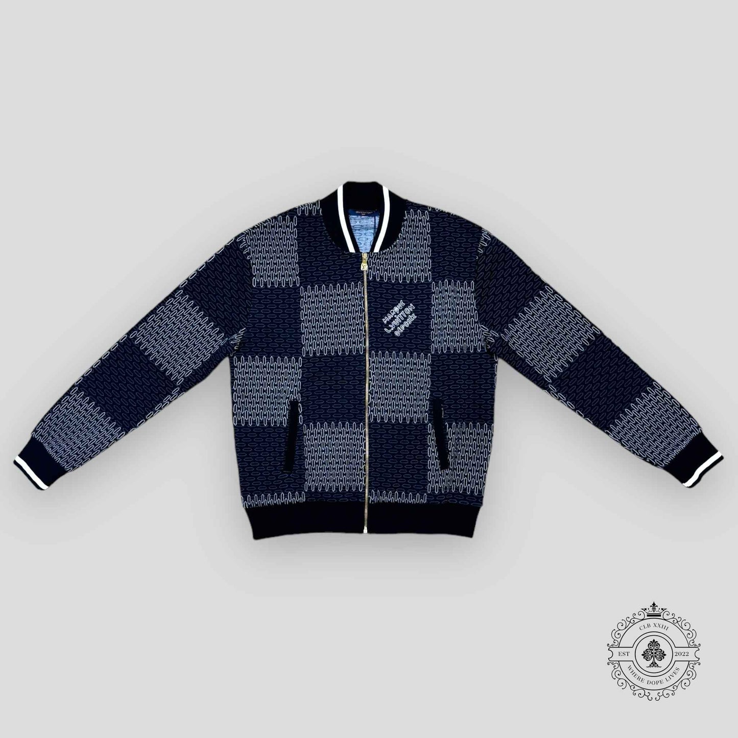 Louis Vuitton Tennis Damier Quilted Cotton Bomber in Navy Blue