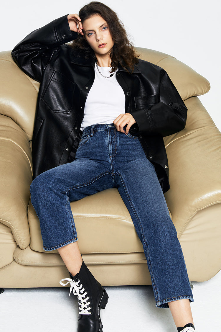 Manhattan High Rise Straight Ankle Jeans HJ160 - JUSTLUXURY