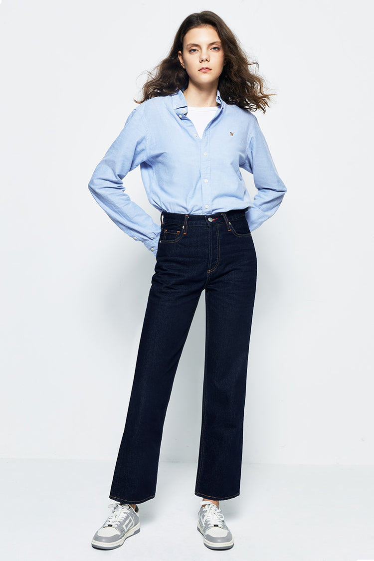 Manhattan High Rise Straight Ankle Jeans HJ160 - JUSTLUXURY