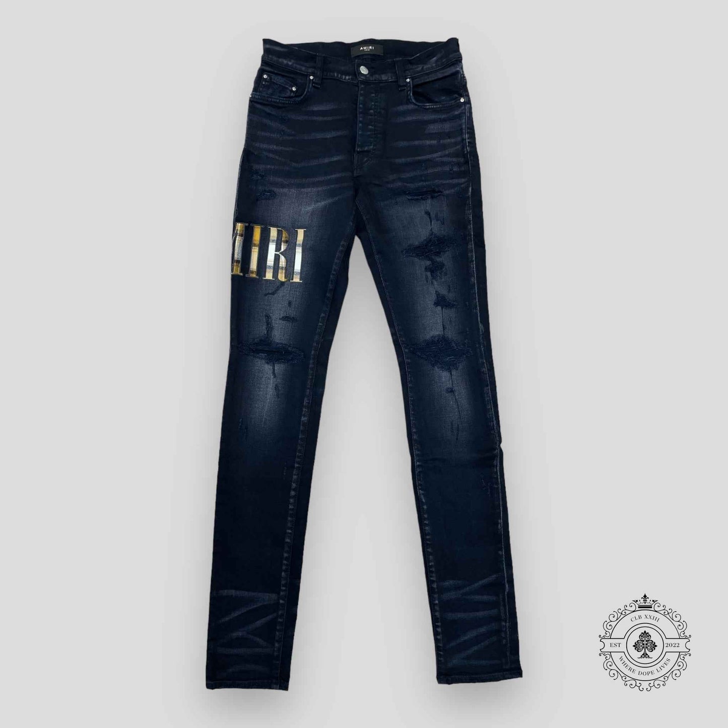 Amiri Flannel Core Logo Jeans in Aged Black