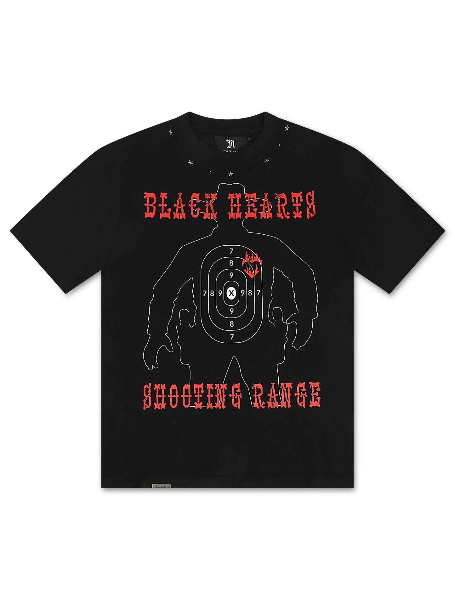 November Reine Black Hearts Heavyweight Tee - Black/Red