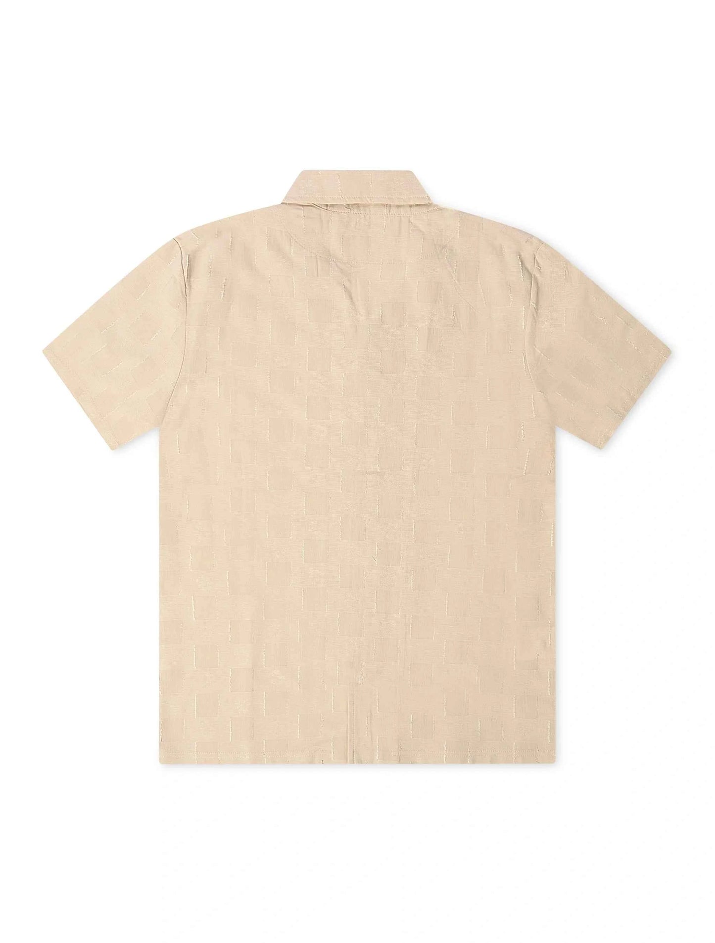 Denim Exchange Crochet Textured Button Up Shirt - Khaki