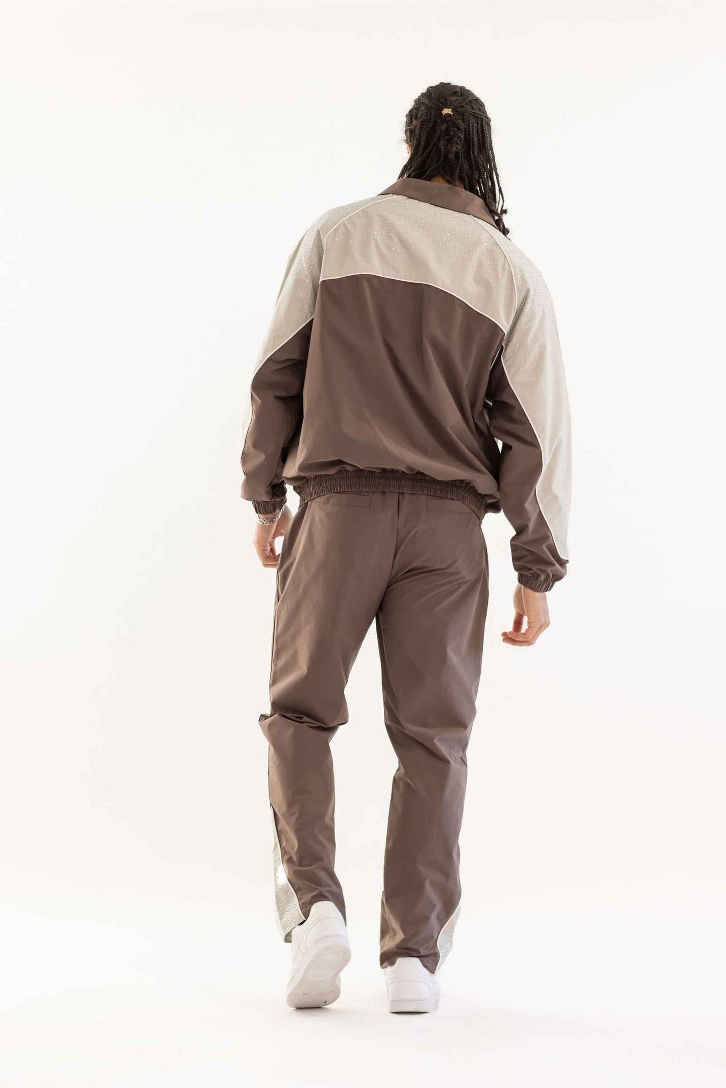 Kindred Rhinestone Track Suit - Brown/Khaki