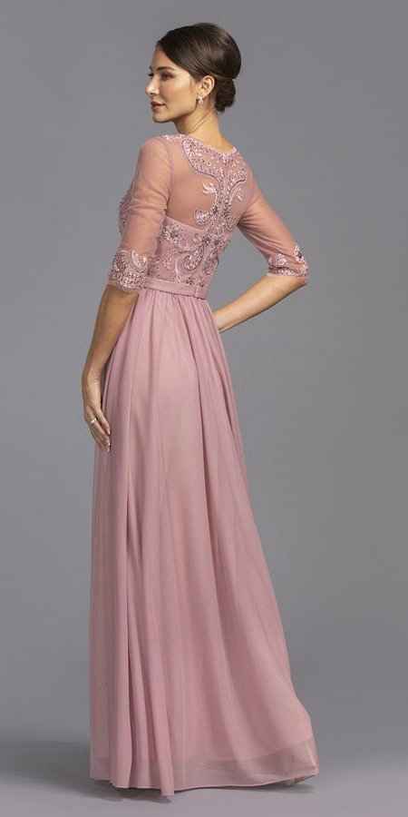 CLEARANCE - Aspeed USA M2078 Sheer Mid-Length Sleeve Long Dress (Size M)