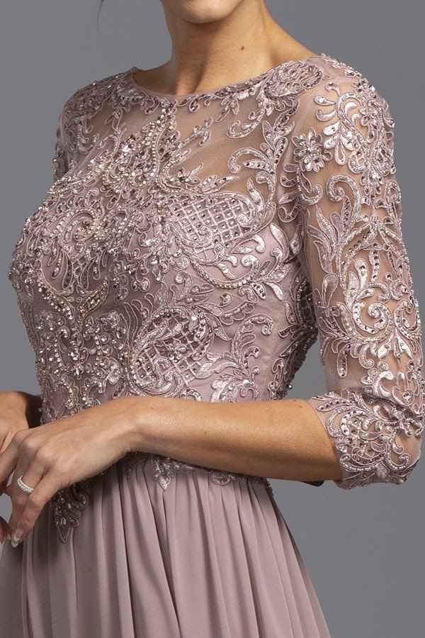 CLEARANCE - Aspeed M2340 Appliqued Mid-Length Long Formal Dress (Size Large)
