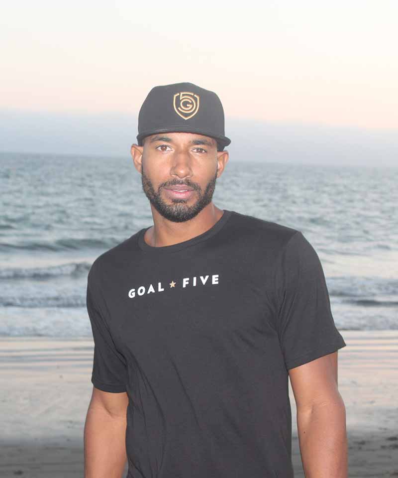Goal Five Men's Black Cotton T-Shirt - JUSTLUXURY