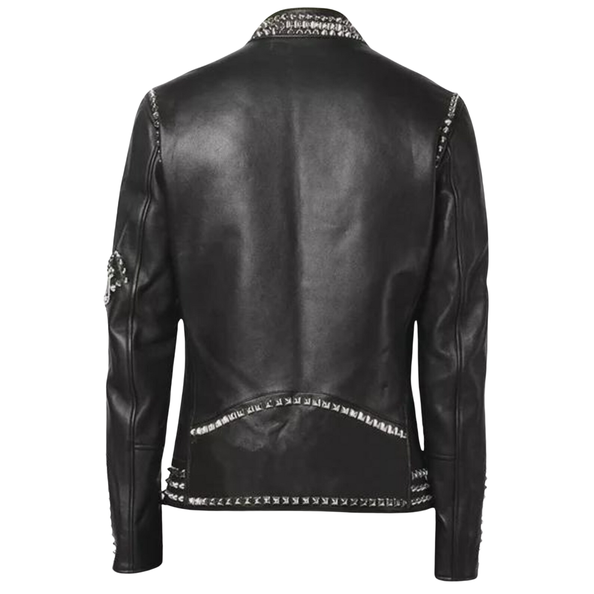 Men's Black Studded Leather Biker Jacket
